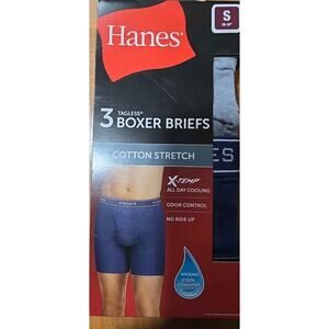 NEW Hanes Tagless Boxer Briefs Men’s Small 28-30 S Cotton Stretch X Temp 3PK